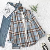 Shirts Womens Blouses And Tops Long Sleeve Female Turn Down Collar Casual Print Shirts Loose Vintage Students Shirts