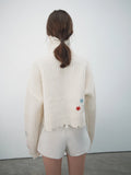 [Daihe] Winter New Casual High Collar Full Wool Fun Embroidery Short Woolen Jacket H7932-Outfit