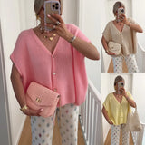 Fongt Women's Knit Cardigan Jacket Summer And Autumn Hollow Out Sleeveless V-Neck Jacket Sweater Women's