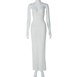 Fongt 2024 Spring / Summer Women's Temperament Sexy Back Hollow Out Lace Knit Sling Wrapped Hip