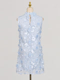 Fongt Sweet Style Dress Women 2025 Spring And Summer New Fresh Pearl Flowers Splicing Design Short