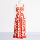 Spring 2025 New Fashion Sexy Printing Dot Tample Tling Belt Senior Sense Long Sling Dress