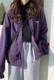 Letter Print Zip-up Jacket-Outfit