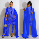 Fashion Women's Hot Diamond Mesh Perspective Pants Sleeveless Shoulder Jumpsuit-Outfit