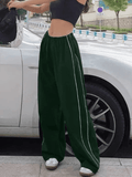 Piping Detail Wide Leg Track Pants-Outfit