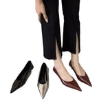 Fongt Women Naked Small Heels Fine Heel Sharp French Gentle Dress Low Heds And Light Mouth Four Seasons Single Shoes