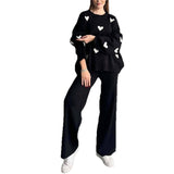 Fongt 2025 New Women's Long-Sleeved Love Loose Casual Knitting Set