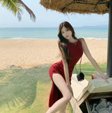 Retro Halter Dress 2023 New Spring And Summer Temperament Elegant One-Word Shoulder Design Sense Skirt Female-Outfit