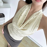 Fongt Summer New Women's Pure Wind Swing Neck Elegant Polka Dot Small Vest-Outfit