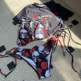 2023 New Sexy Ckus And Cinne Rose Printed Three-Piece Swimsuit Swimsuit
