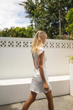 Summer Women's Solid Color V-Neck Sleeveless Vest Sexy Back Top Skirt Two-Piece Set-Outfit