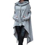 New Faith Letter Embroidered Long Hoodies Women Long Sleeve Irregular Hem Pocket Sweatshirt Female Plus Size Pullover