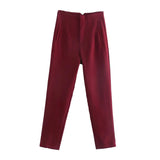 Trousers Slimming Solid Color Pleating Formal