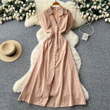 Fongt Ripe Wind Niche High-Grade Buckle Collar Sleeveless Roll-Lens Denim Dress Women's Summer Long Dress