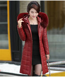 7XL 8XL Winter Parkas Women 2020 Genuine Leather Coat Down Cotton Jacket Female Thicken Warm Tops Hooded