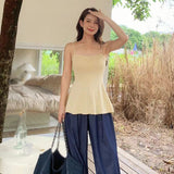 Bra Strap Tank Top Korean Summer Solid Color Slim Fit Fashion Style Versatile-Outfit