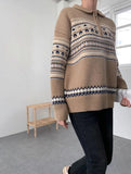Half Zip Christmas Knit Pullover-Outfit