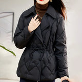 Autumn Winter New Suit Collar Light Down Jacket Female Short Small Waist Slim Fashion Foreign Style Coat-Outfit