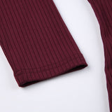 Lace Trim Rib Long Sleeve Slim Tee-Outfit