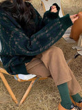 Houndstooth Crew Neck Knit Sweater-Outfit