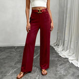 Fongt Women's Casual Fashion. Waist Wide Leg Trousers Thin Loose Trousers