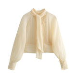 New Bow Bow Pleated Solid Color Fashion Shirt 7969225 712-Outfit