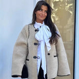 Fongt Women's Explosive Single-Row Buckle Round-Neck Fur Jacket Jacket