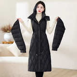 Fashion Cotton-Padded Clothes Female Long Money Over The Knee Can Remove Cap Down Cotton-Padded Jacket Show Thin Two Wear Can Take Off Discharge Cotton-Padded Clothes Add Thick Coat-Outfit