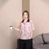 Color Collar Short-Sleeved Shirt-Outfit