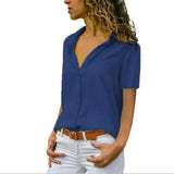 Long Sleeve Solid V-Neck Chiffon