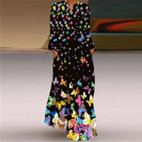 V-neck Long Sleeve Ankle-Length Vintage