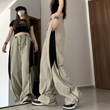 Contrasting Straight Leg Sweatpants-Outfit