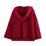 Fongt New Women's Dress With Asymmetrical Scarf Short Knitted Coat