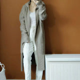 Cross Women Sweater Long Cardigans Fall Winter New Knitted Jackets Korean Loose Oversized Long Sleeve Casual Hooded