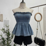 Real Shooting Hottie Wearing Brated Cowboy Waist Wood Ear Slim Skirt Swamped Waist Thin Top