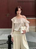 Fongt Xixi 2025 Autumn White Standard Dingy Temperament Under-Bottom Long-Sleeved Lotus Shirt Shirt Small Shirt Lady 89529