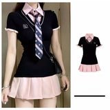 Fongt Two Dresses Set Of Women's Summer Sweet And Spicy Wind Wearing A Small College Style A Word 100-Fold Dress