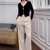 Fongt Spring New Product Fashionable Pure Lust Wind V Collar Single Buckle Gentle Comfortable Small High-Waist Knitted Open Shirt Outside The Female