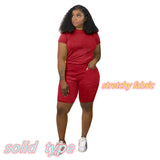 Summer Tracksuit Set Pink Letter Print Top + Biker Shorts Suits Bodycon Casual Two Piece Set Sport Outfits
