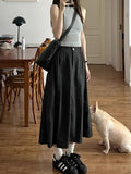 Fongt Gray Work Clothes Skirt Large Size Drawstring Cover Quick Dry A Word Umbrella Skirt Fatmm Thin Skirt Autumn