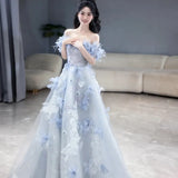 Fongt Evening Dress Women's 2025 New Word-To-Shoulder Light-To-Small Day Party Adult Dress Voice Art Examination