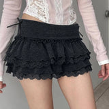 Fongt Holiday Wind Niche Design Irregular Lotus Leaf Side Mesh Splicing Solid Color Low-Rise Half-Body Skirt