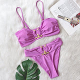 Diamond Bikini 2021 Sexy Solid One Shoulder High Cut Push Up Swimsuit Female Crystal Bathing Suit Brazilian Thong
