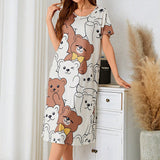 Fongt Pajamas Cartoon Printed Dress Dress Home Clothes