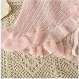 Ruffles Cardigan Slim Women Casual Transparent Sweater Shirts Lady Thin Solid Coats Female Crop Top-Outfit
