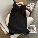 Style White Elegant Exquisite Bow Dress 2022 Summer Fashion Solid Color Sleeveless Slim High-End Double-sided