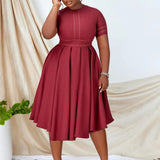Fongt African Large-Size Women's 2025 Summer New Elegant Dress A-Sleeved Dress