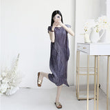 Fongt Three Folded New Dress Casual Style Folded Folded Long Skirt