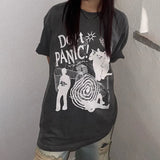 Cat Print Oversized Short Sleeve Tee-Outfit