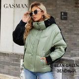 2022 New brand warm high-quality winter jacket women Short Splice color parkas High collar Hooded Women's jackets
